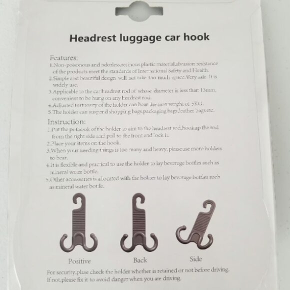 2pc. Car Hook/ Bag Hanger/Purse Hook/Car Organizer/Headrest Hook/Car Bling - Picture 4 of 5